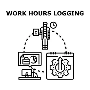 Work hours logging process and time management system イラスト素材