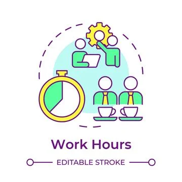 Work hours multi color concept icon Stock Illustration