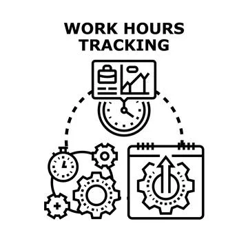 Work hours tracking and time management concept Stock Illustration
