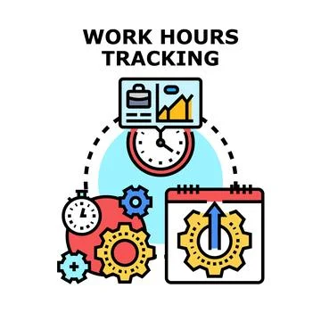 Work hours tracking and time management concept Stock Illustration