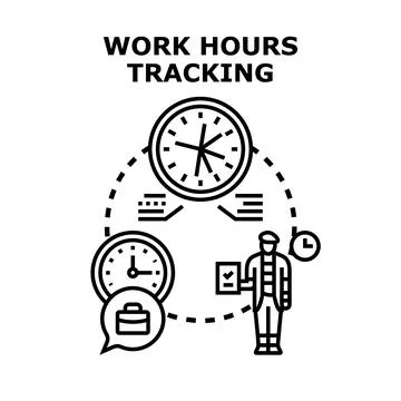 Work hours tracking managing employee time concept Stock Illustration