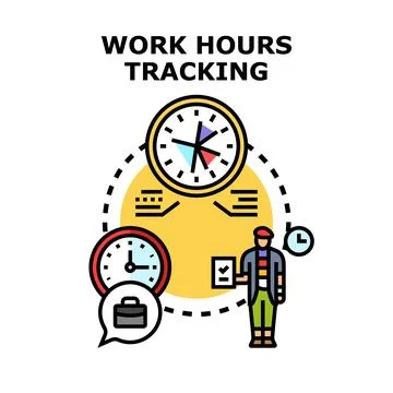Work hours tracking managing employee time concept Stock Illustration