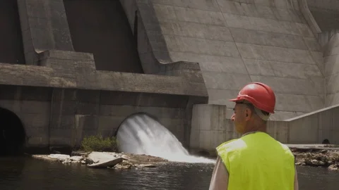 Work of a hydroelectric power station . Stock Footage 91100908