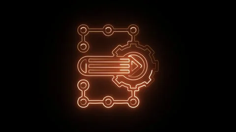 Work Icon Isolated on Black Background, Neon Office Line Motion Graphic Ani.. Stock Footage 327667547