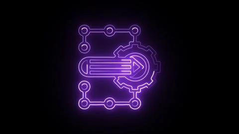 Work Icon Isolated on Black Background, Neon Office Line Motion Graphic Ani.. Stock Footage 327667562