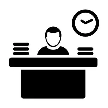 Work icon vector male person avatar symbol with table for office occupation Illustrazione stock