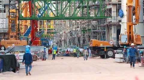Work in industrial construction plant Stock Footage 45471136