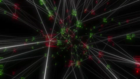 The work of the information network. Red-green high-tech background with white Stock Footage 240462954