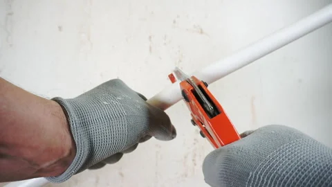 Work on the installation of heating or plumbing. Stock Footage 263761517