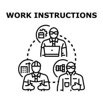 Work instructions process directing various professional roles Stock Illustration
