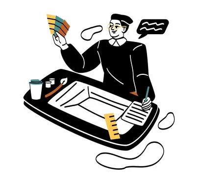 Work of interior designer concept Illustrazione stock