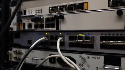 Work internet switch close up, signal, internet, connection. Stock Footage 278149949