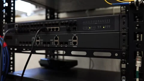 Work internet switch close up, signal, internet, connection. Stock Footage 278149952