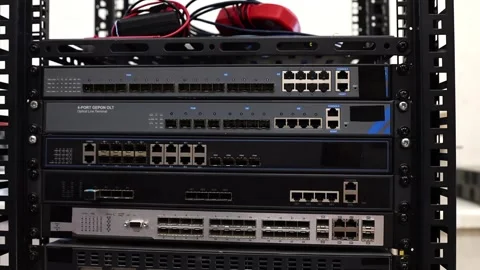 Work internet switch close up, signal, internet, connection. Stock Footage 278149963
