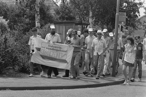 Work interruption at Nestle (Nunspeet). July 7, 1987. Nunspeet Stock Photos