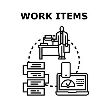 Work items managing business tasks and digital workflow concept イラスト素材