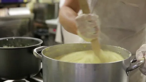 Work in the kitchen, cook at the pot Stock Footage 82176150