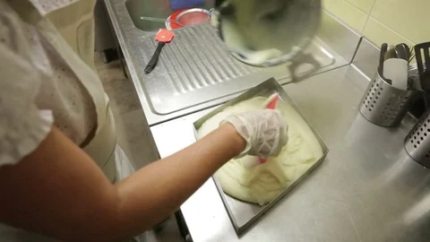 Work in the kitchen, cook prepares the dumplings Stock Footage 82176218