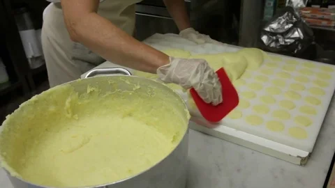 Work in the kitchen, cook prepares the dumplings Stock Footage 82176238