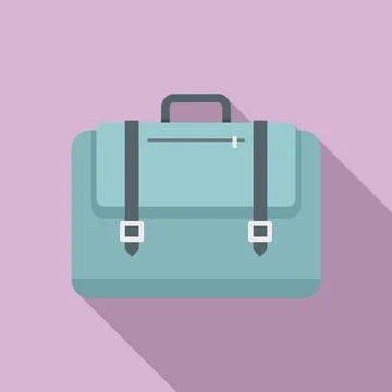 Work laptop bag icon flat vector. Business suitcase Stock Illustration