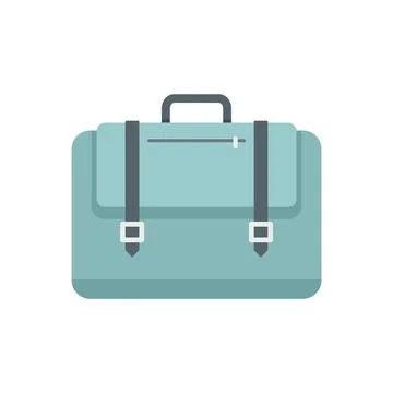 Work laptop bag icon flat vector. Business suitcase Stock Illustration