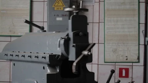 The work of a large machine tool for metal processing. Stock Footage 80761534