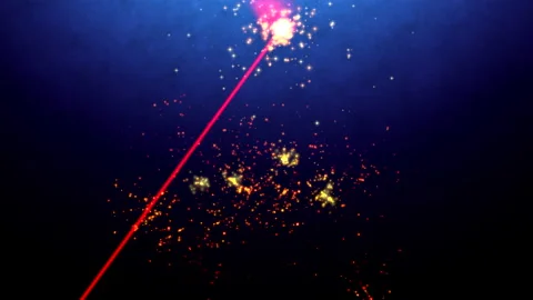 Work of Laser. Burning material. Sparks and product of combustion Stock Footage 201513207
