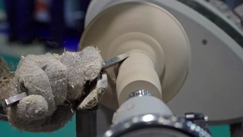 Work on the lathe woodworking machine Stock Footage 141748198