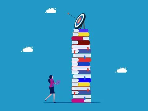 Work on learning goals or finding information. Businesswoman with laptop look Stock Illustration