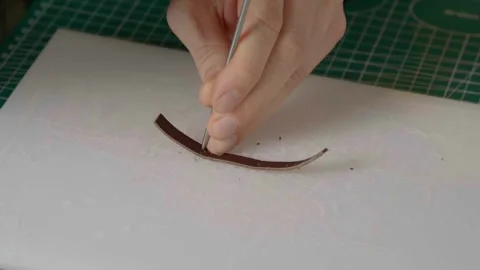 Work with leather, handmade. Stock Footage 332083048