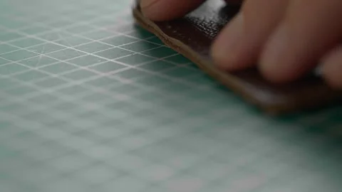 Work with leather, handmade. Stock Footage 332083091