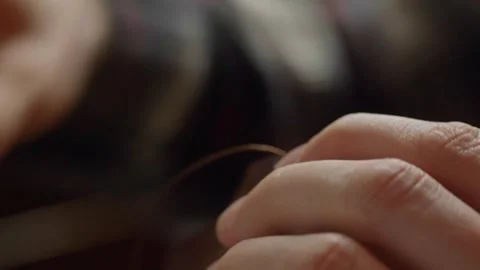 Work with leather, handmade. Stock Footage 332083105