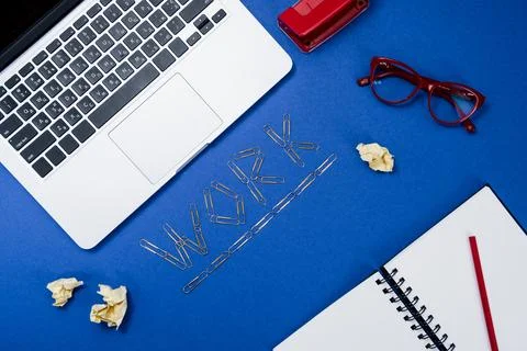 Work lettering on table Stock Photos