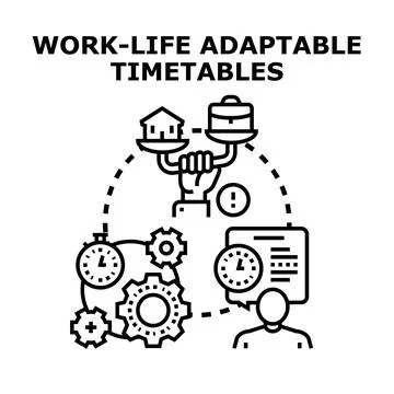 Work life balance with adaptable timetables concept Stock Illustration