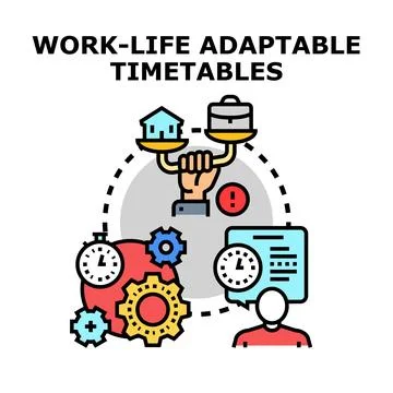 Work life balance with adaptable timetables concept Stock Illustration