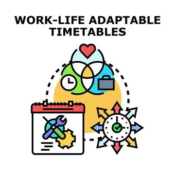 Work life balance adapting flexible time management Stock Illustration