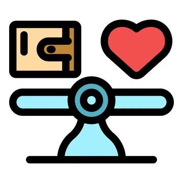 Work life balance concept choosing love over money balancing on scale Ilustração Stock