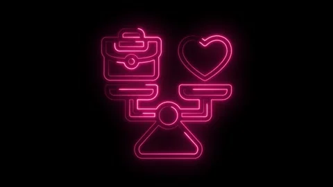 Work life balance concept represented by neon outline icon for business metaphor Stock Footage 330777651