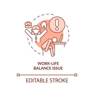 Work life balance issue red concept icon Illustrazione stock