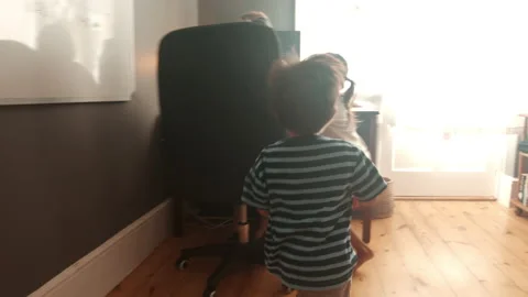 Work life balance with kids: Working mom... | Stock Video | Pond5