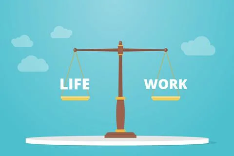 Work life balance on scale concept with modern flat style Stock Illustration