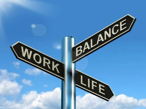 Work life balance signpost showing career and leisure harmony Stock Illustration