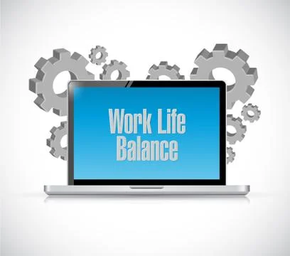 Work life balance tech computer sign concept Stock Illustration