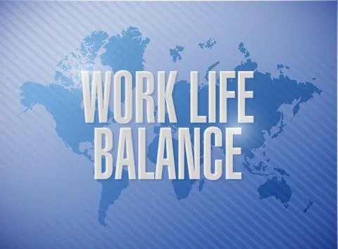 Work life balance world map background sign Stock Illustration