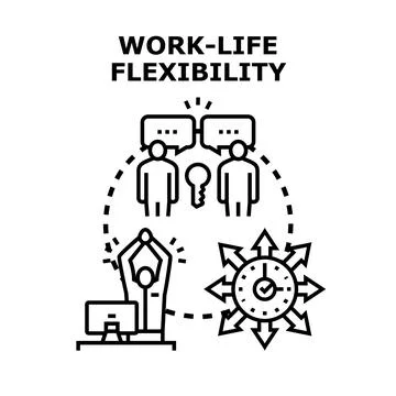 Work life flexibility concept illustrating employee harmony and time manageme Stock Illustration