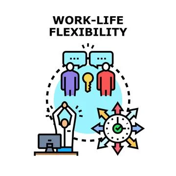 Work life flexibility concept illustrating employee harmony and time manageme 스톡 일러스트