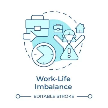 Work life imbalance soft blue concept icon Stock Illustration