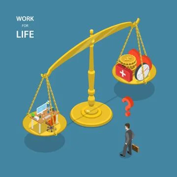Work for life isometric flat vector illustration. Stock Illustration