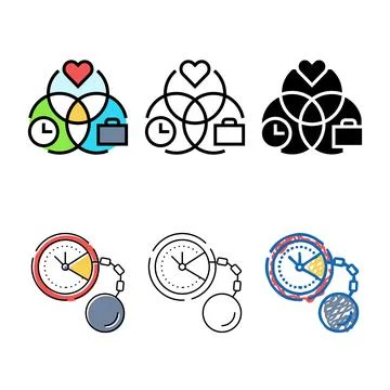 Work life series integration time management color icon vector Stock-Illustration