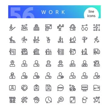 Work Line Icons Set Stock Illustration
